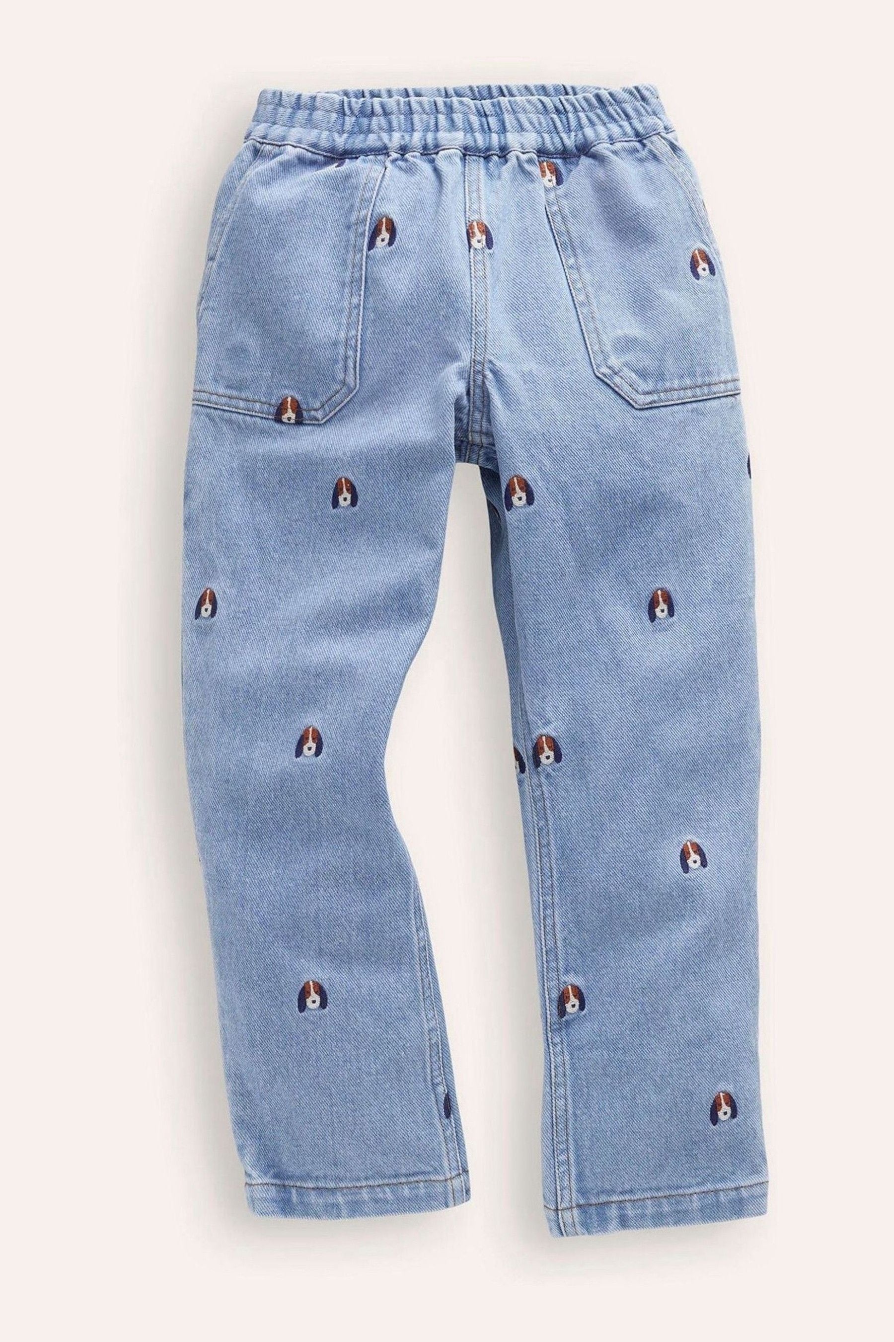 Boden Blue Pull On Embroidered 100 Cotton Jeans 7 8 Yrs Boys