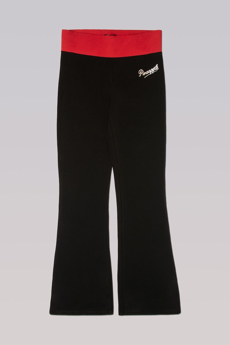 Pineapple Charcoal Black Womens Contrast Band Bootcut Jersey Trousers - Image 6 of 6