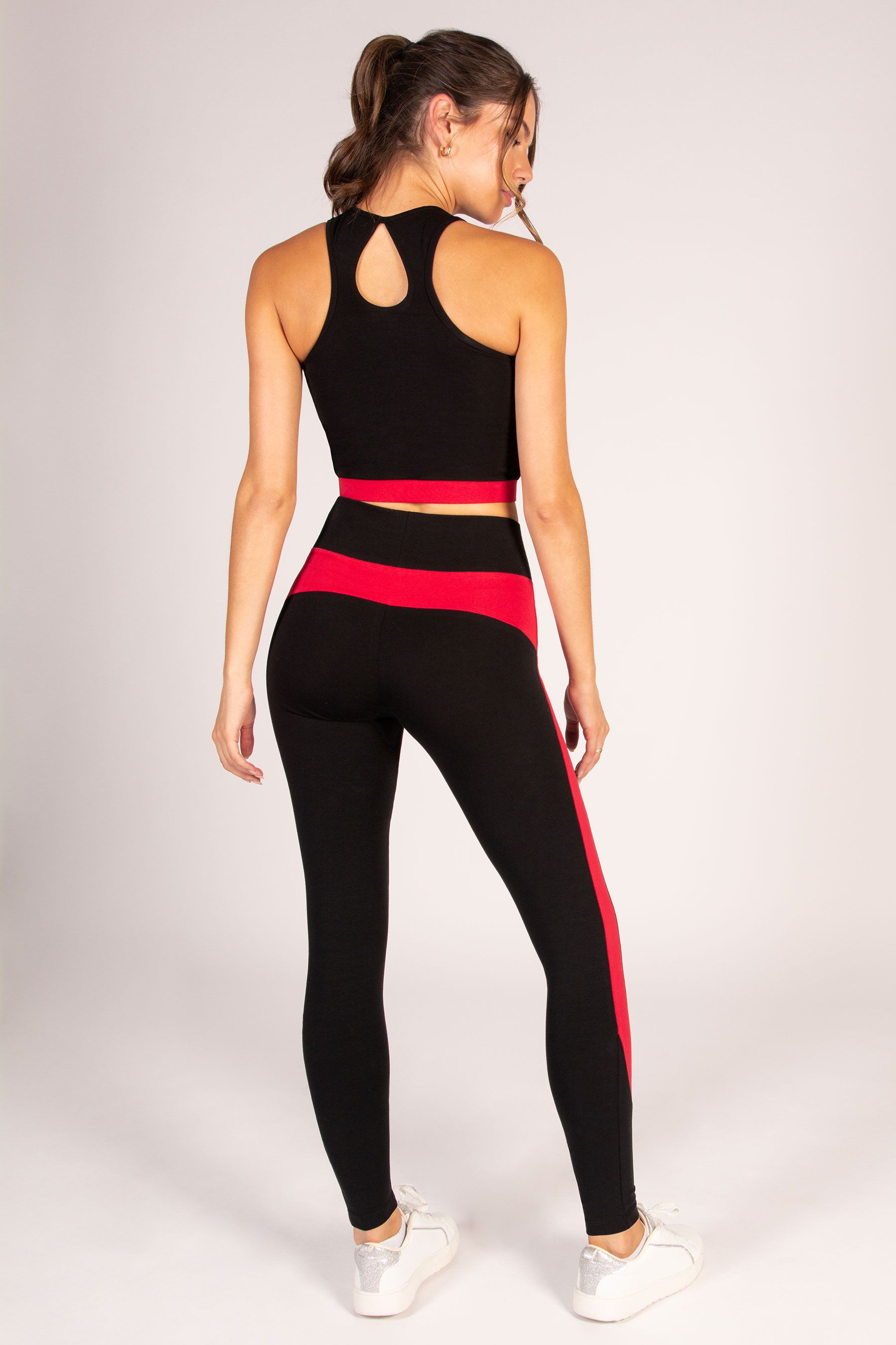 Pineapple Black Womens Racer Panel Leggings