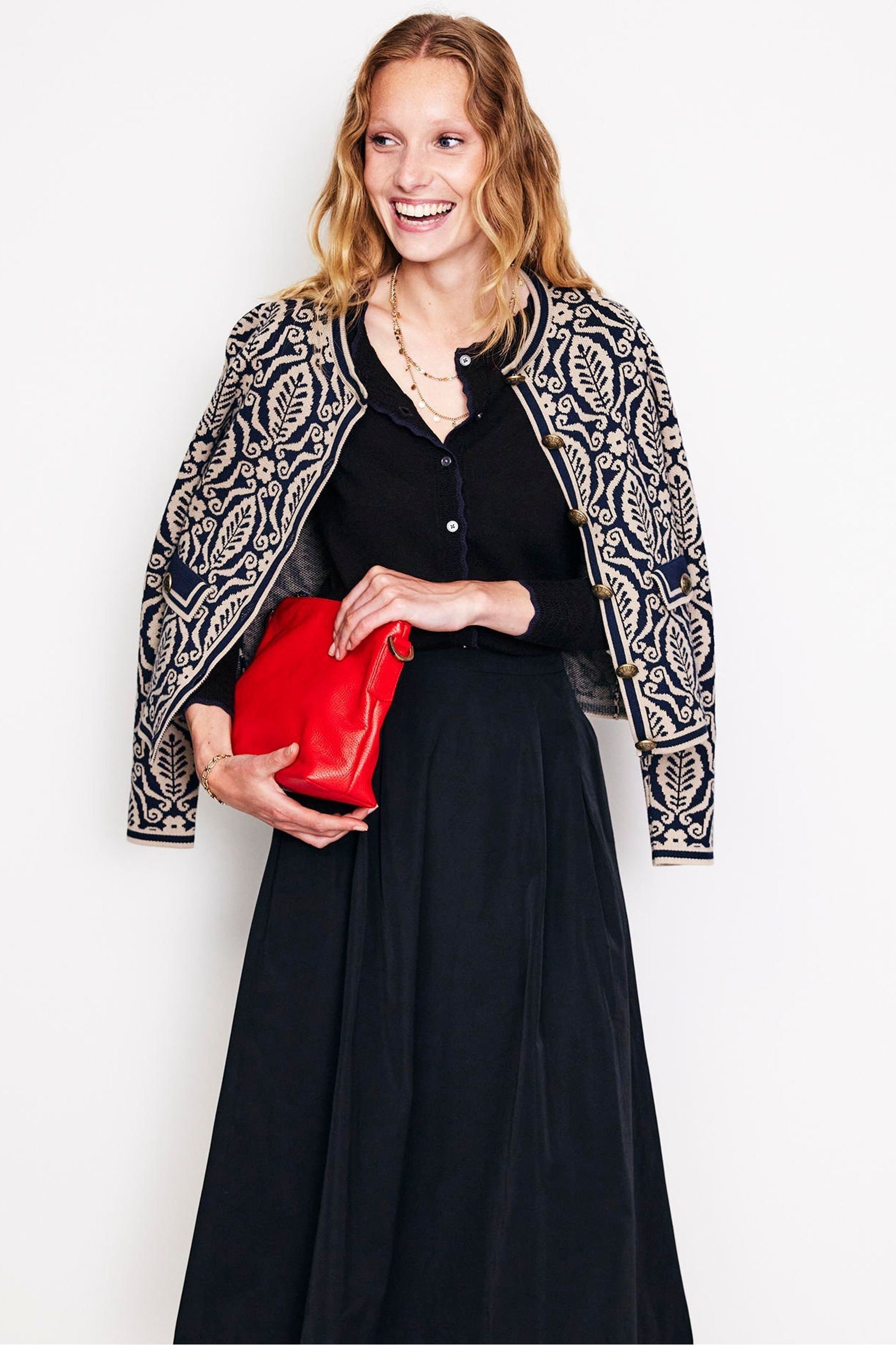 Buy Boden Black Merino Scalloped Cardigan from Next Luxembourg