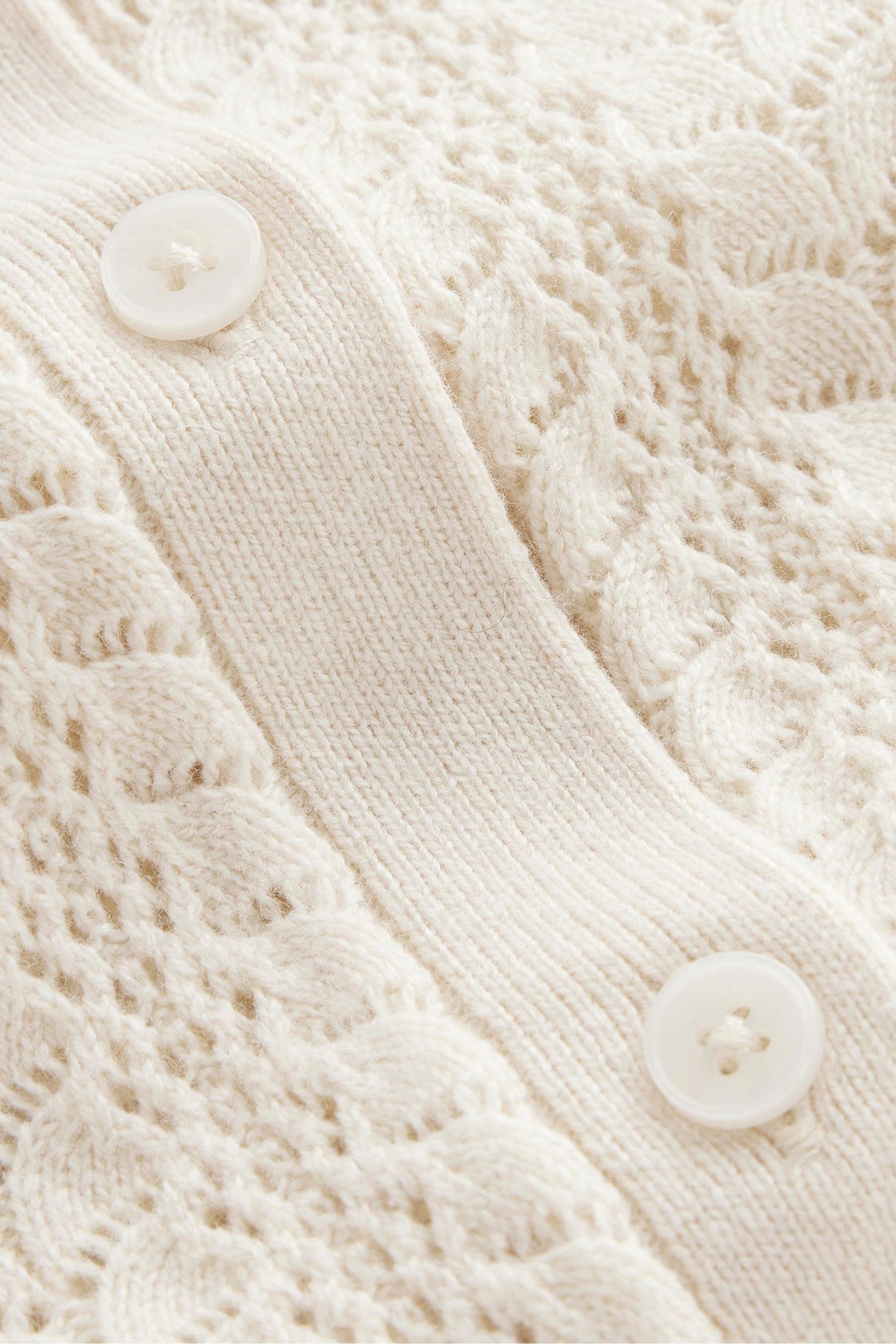 Buy Boden Cream Tia Pointelle Frilled Cardigan from Next Luxembourg