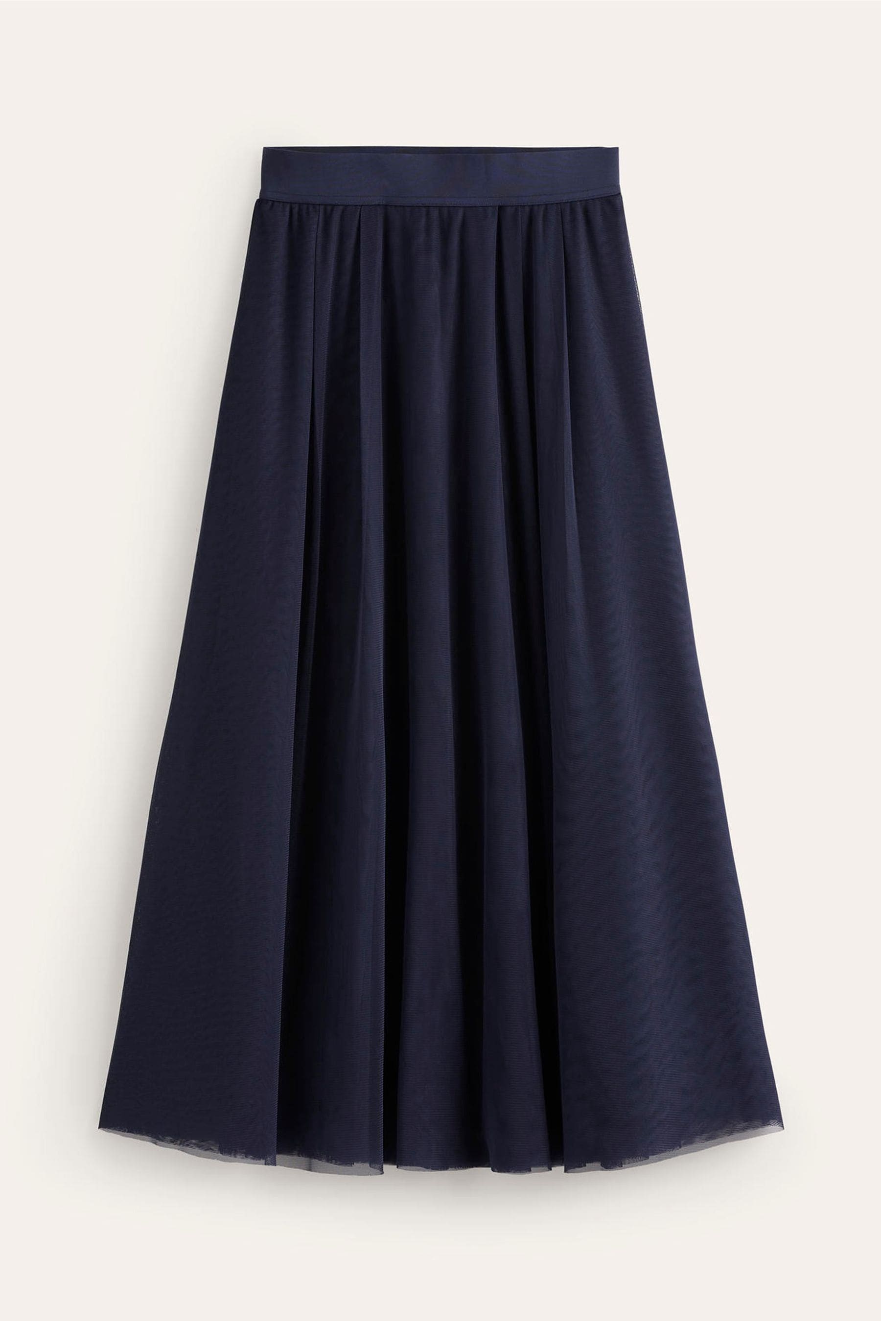 Navy tulle midi skirt uk top