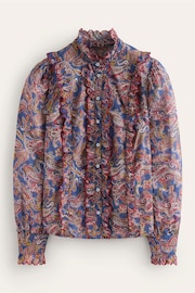 Boden Blue Ruffled Cotton Blouse - Image 5 of 5