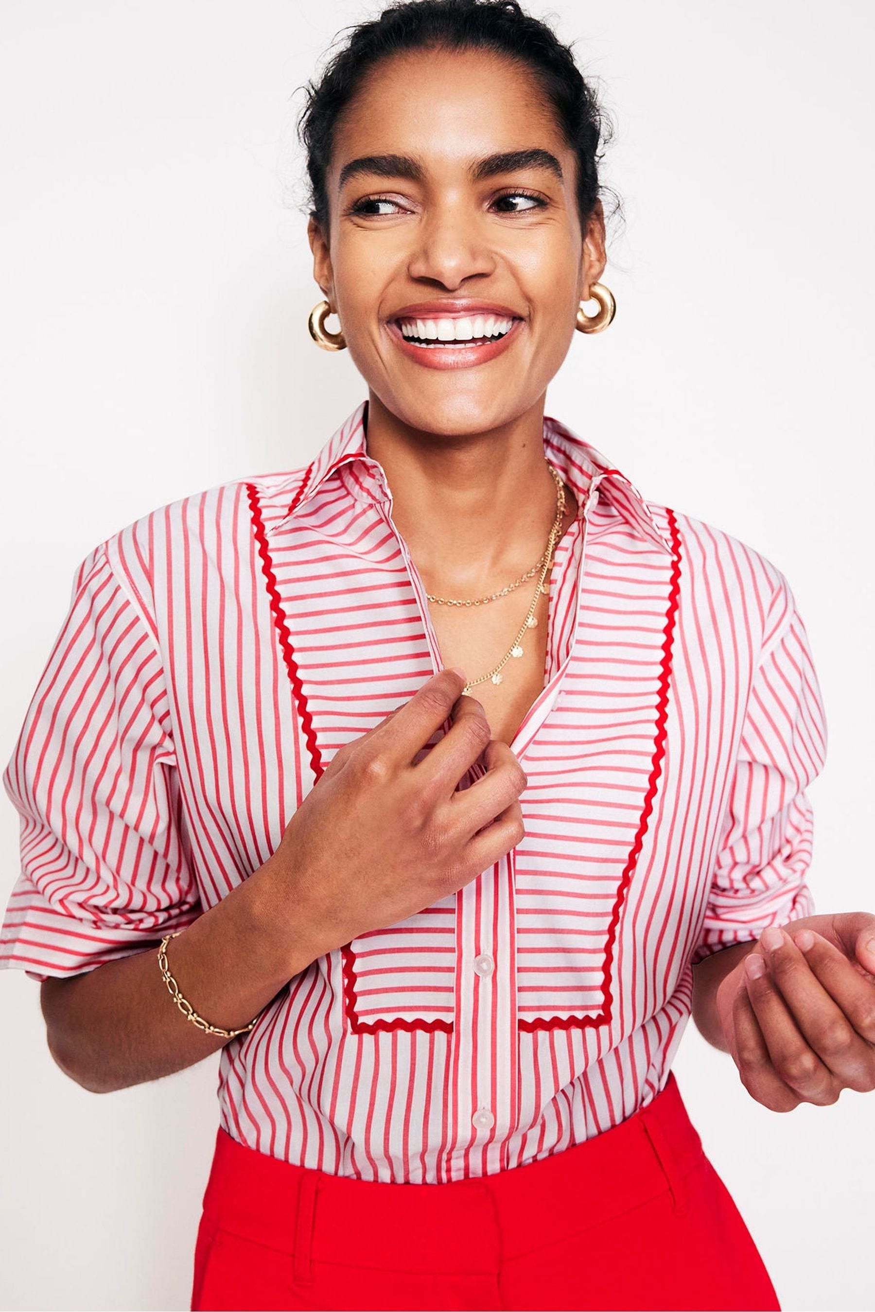 Buy Boden Red Connie Relaxed Cotton Shirt from Next Luxembourg