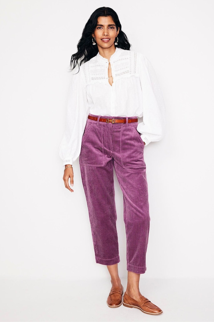 Boden Purple Tapered Cord Cargo Trousers - Image 1 of 5