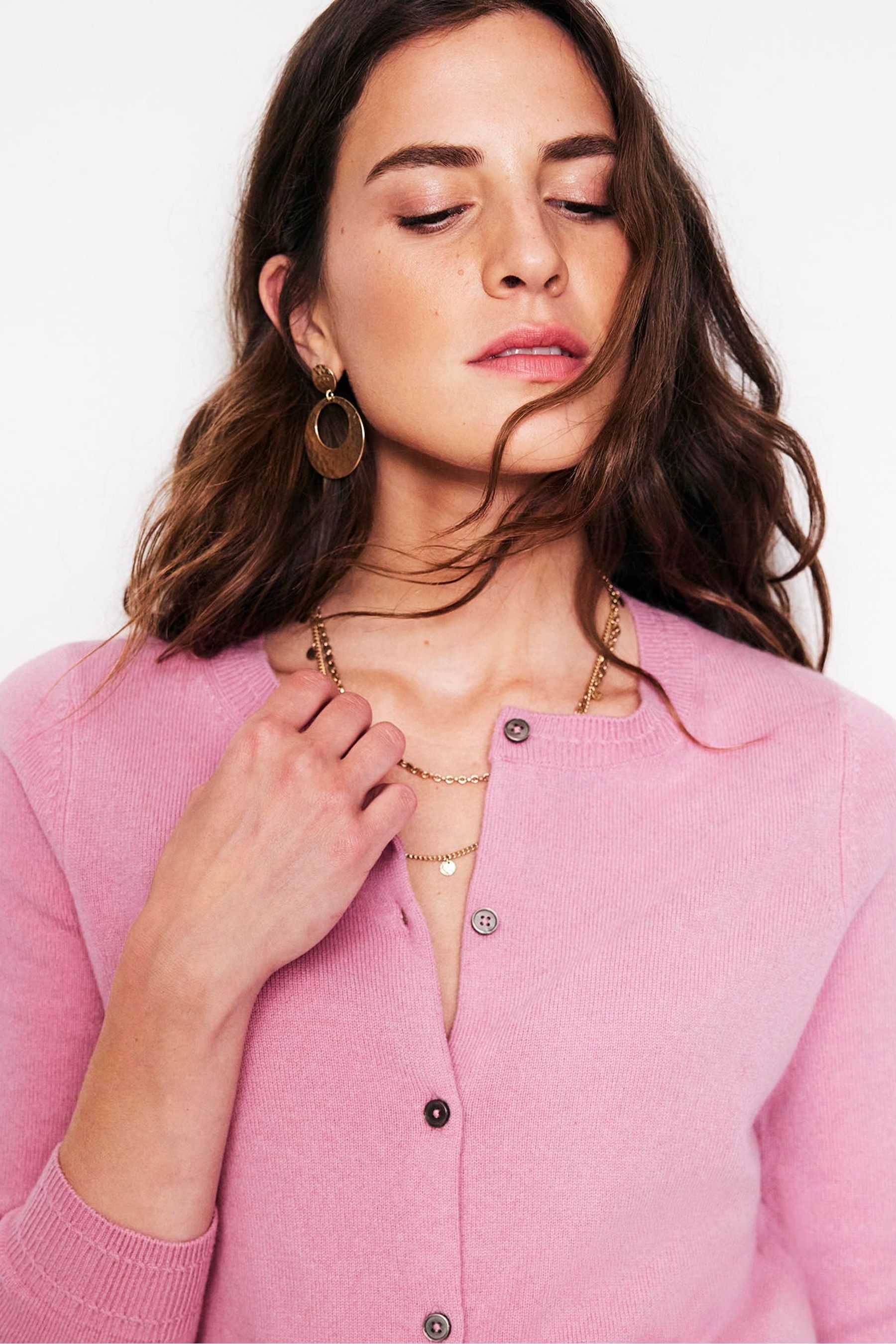 Buy Boden Pink Eva Cashmere Crew Cardigan from Next Czech Republic