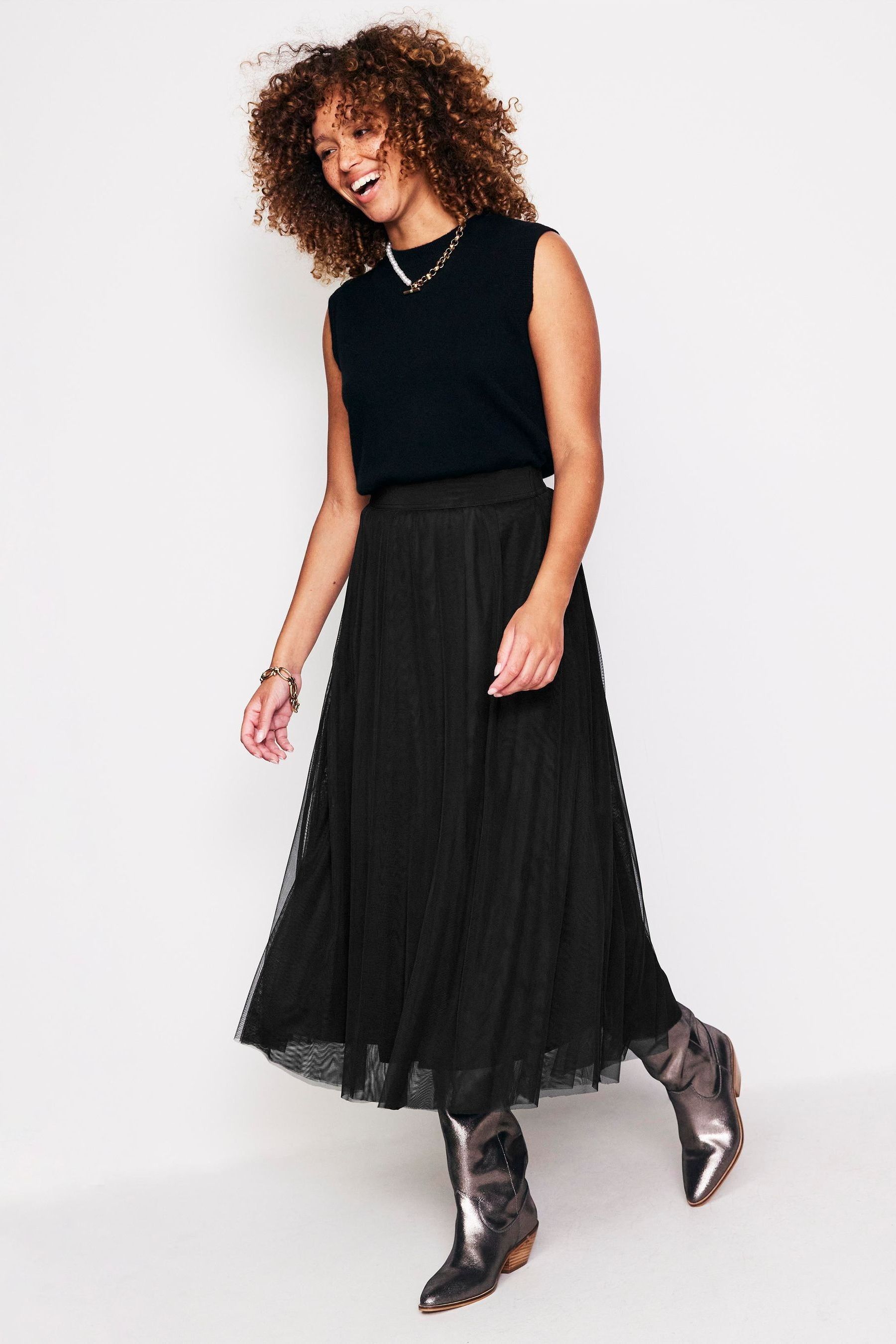 Buy Boden Black Isabella Tulle Midi Skirt from Next Luxembourg