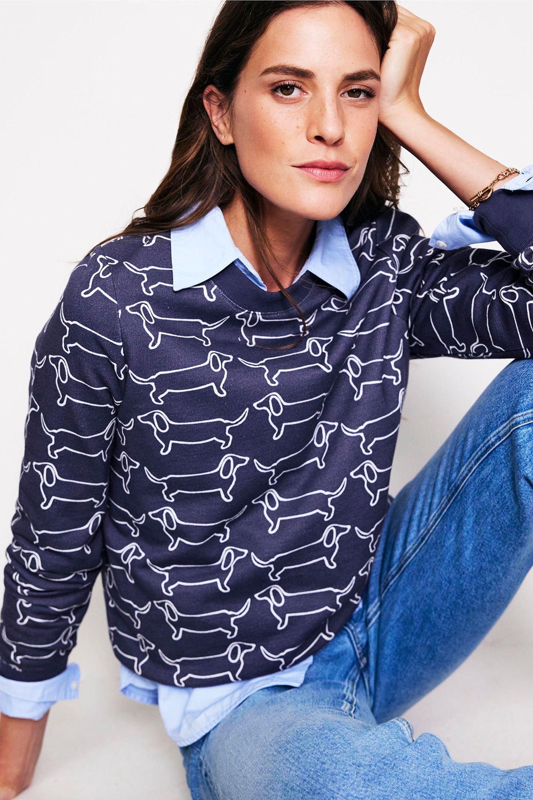 Buy Boden Blue Hannah Printed Sweatshirt from Next Luxembourg