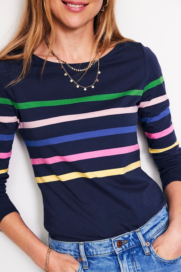 Boden Blue Ella Long Sleeve Breton T-Shirt - Image 2 of 5