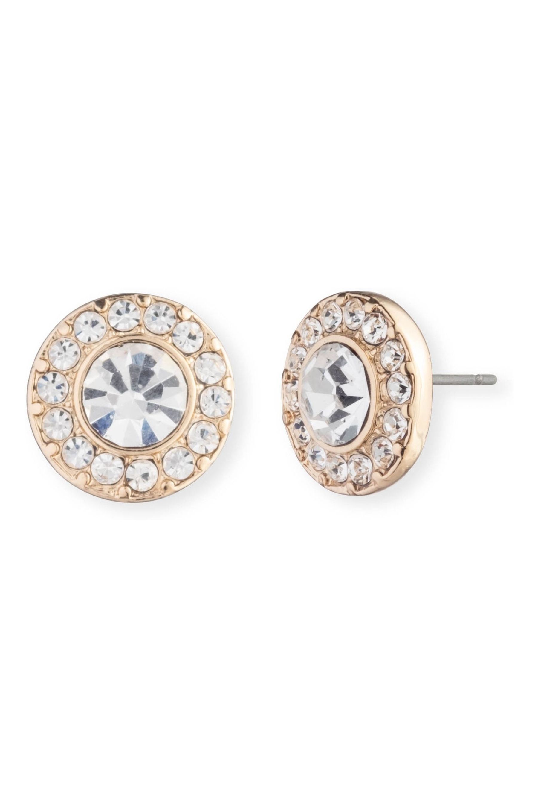 Lauren Ralph Lauren Gold Tone Elisabetta Clear Crystal Pave Stud Earrings