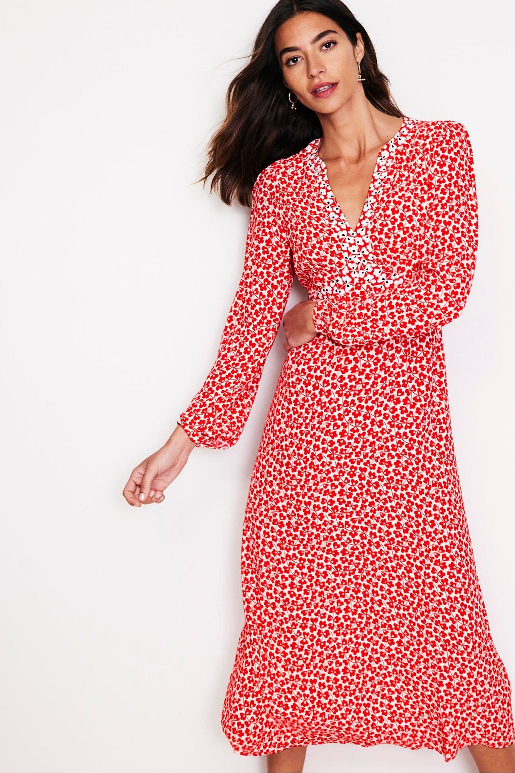 Boden red polka dot dress clearance