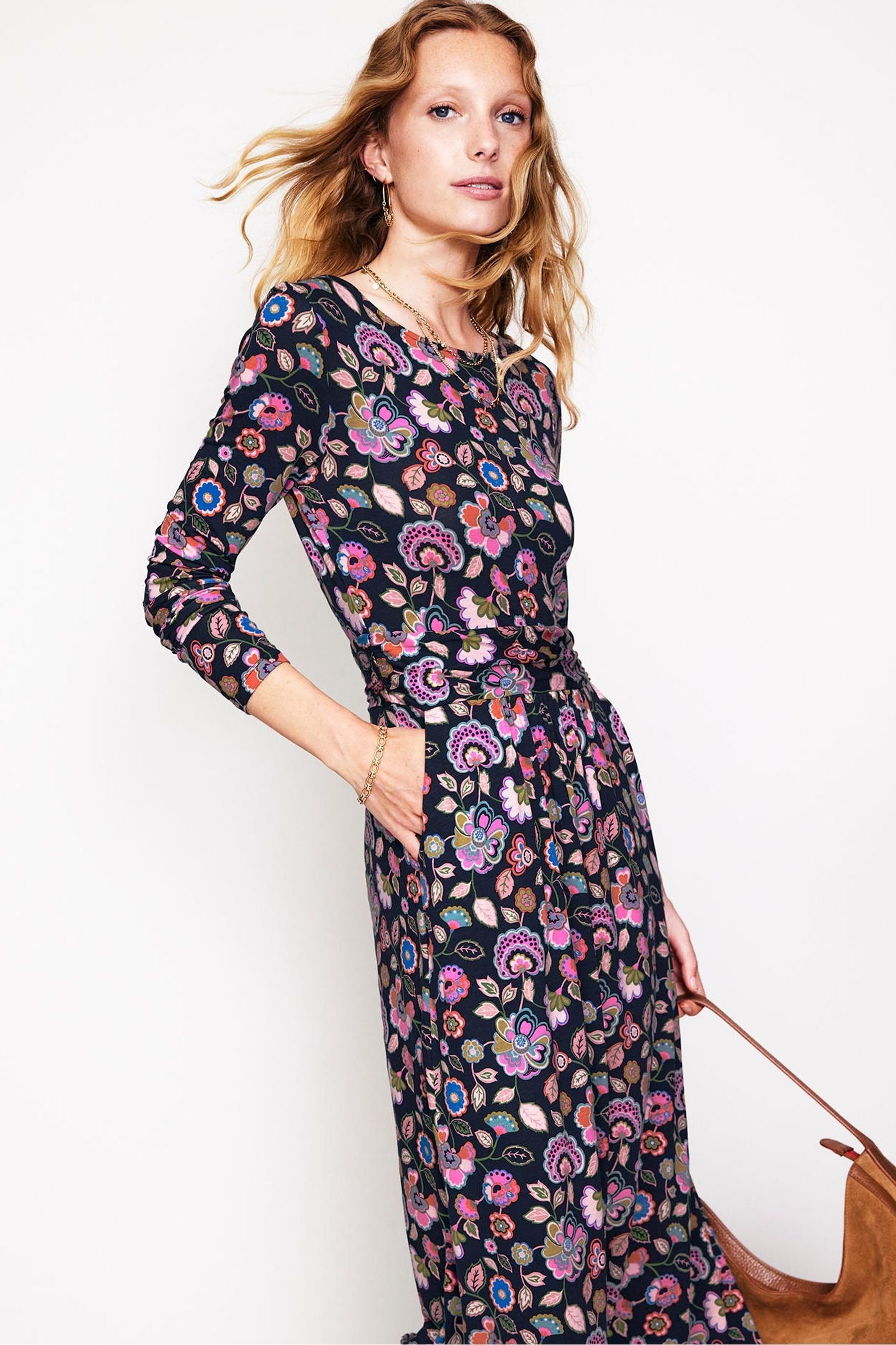 Buy Boden Purple Amelie Long Sleeve Midi Dress from Next Luxembourg