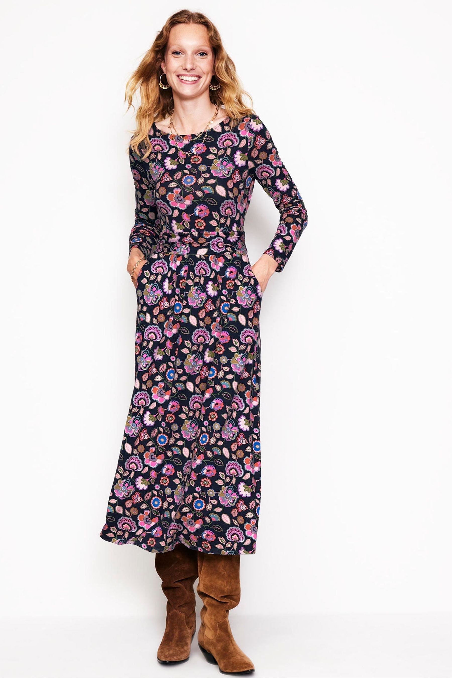 Buy Boden Purple Amelie Long Sleeve Midi Dress from Next Luxembourg