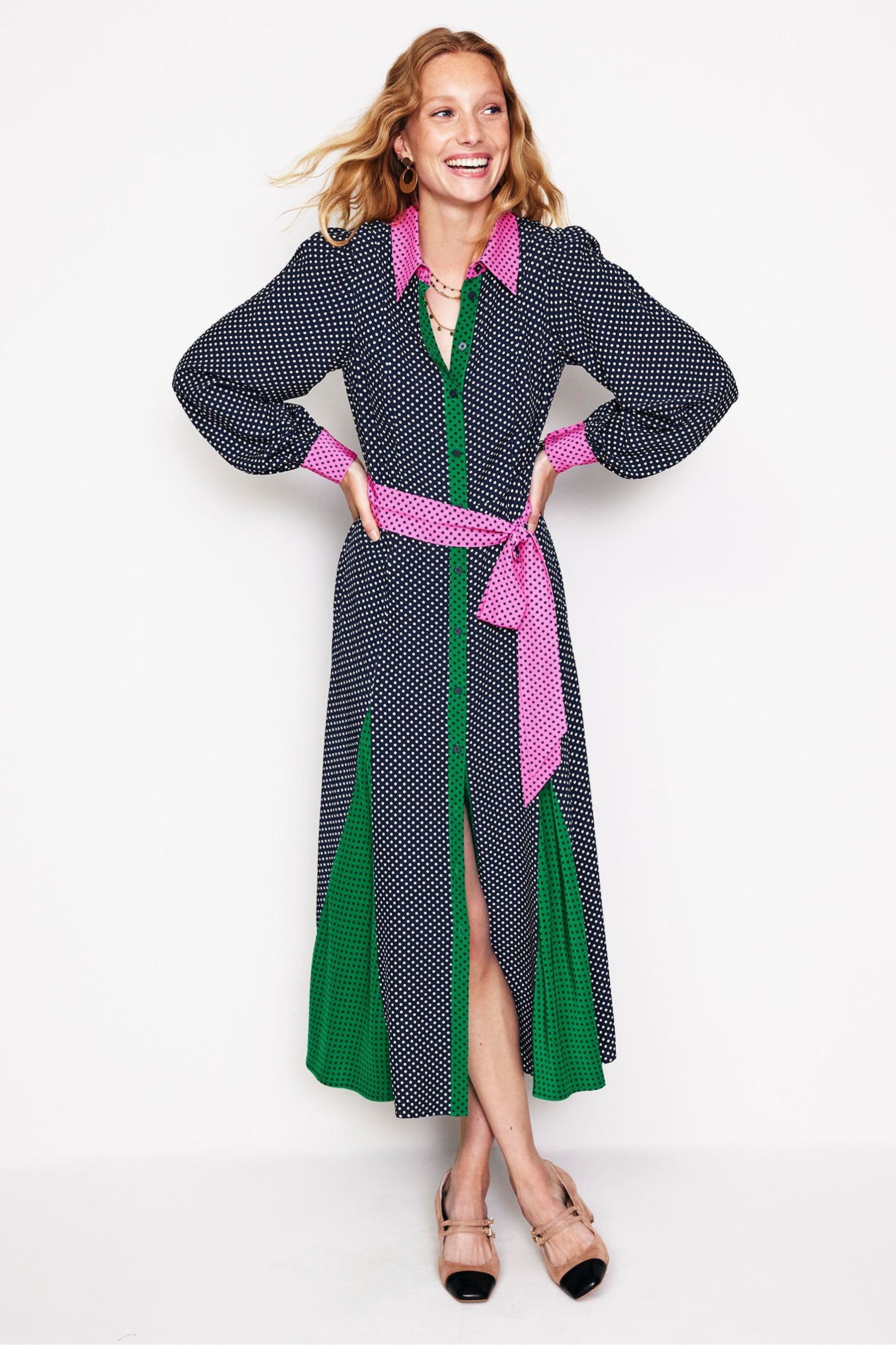 Buy Boden Blue Martha Godet Maxi Shirt Dress from Next Luxembourg