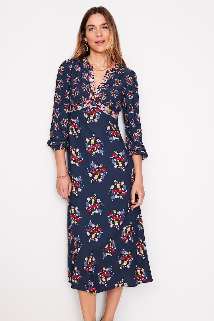 Boden Blue Imelda Border Print Midi Dress - Image 1 of 5