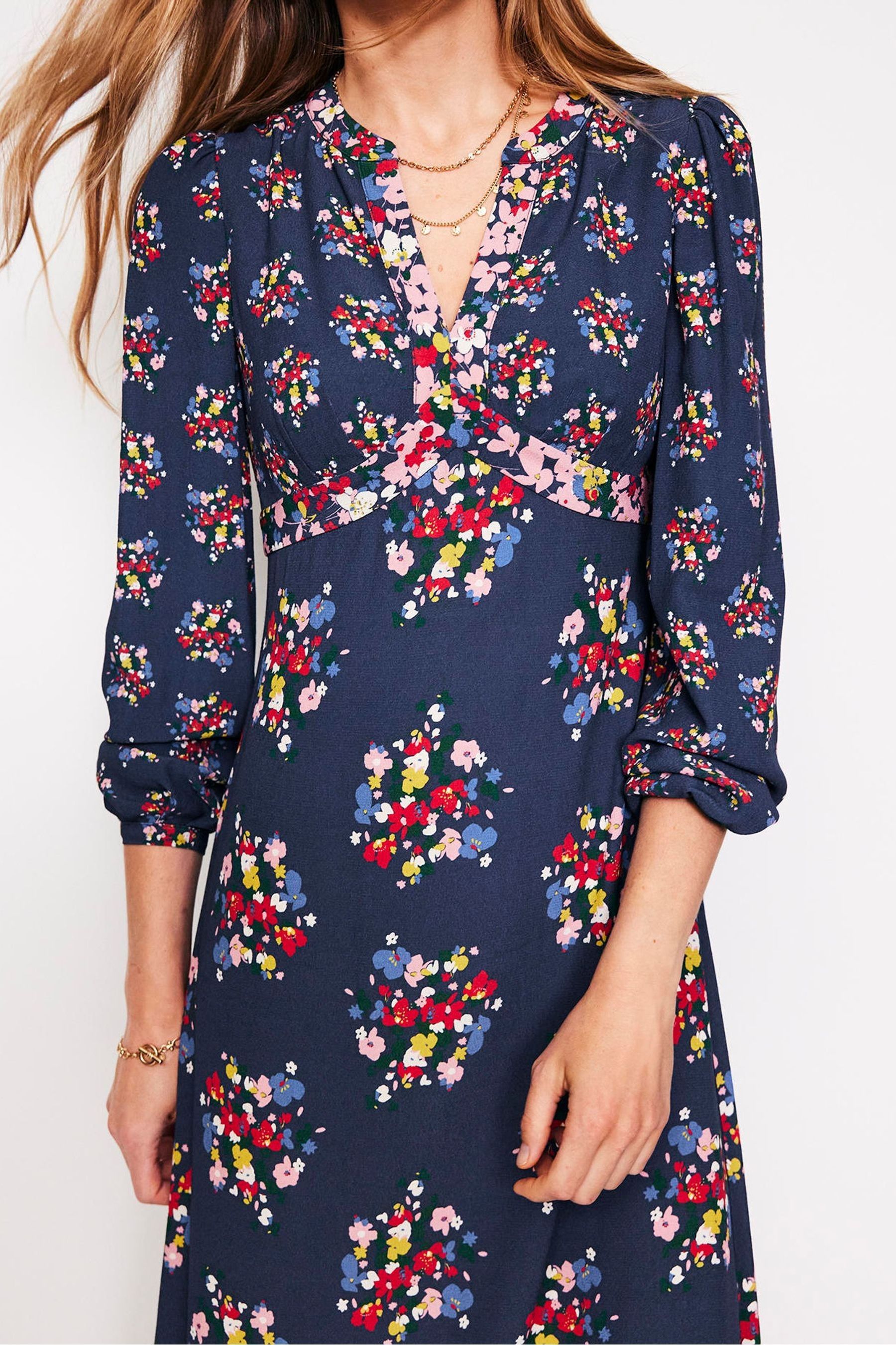 Boden Blue Imelda Border Print Midi Dress