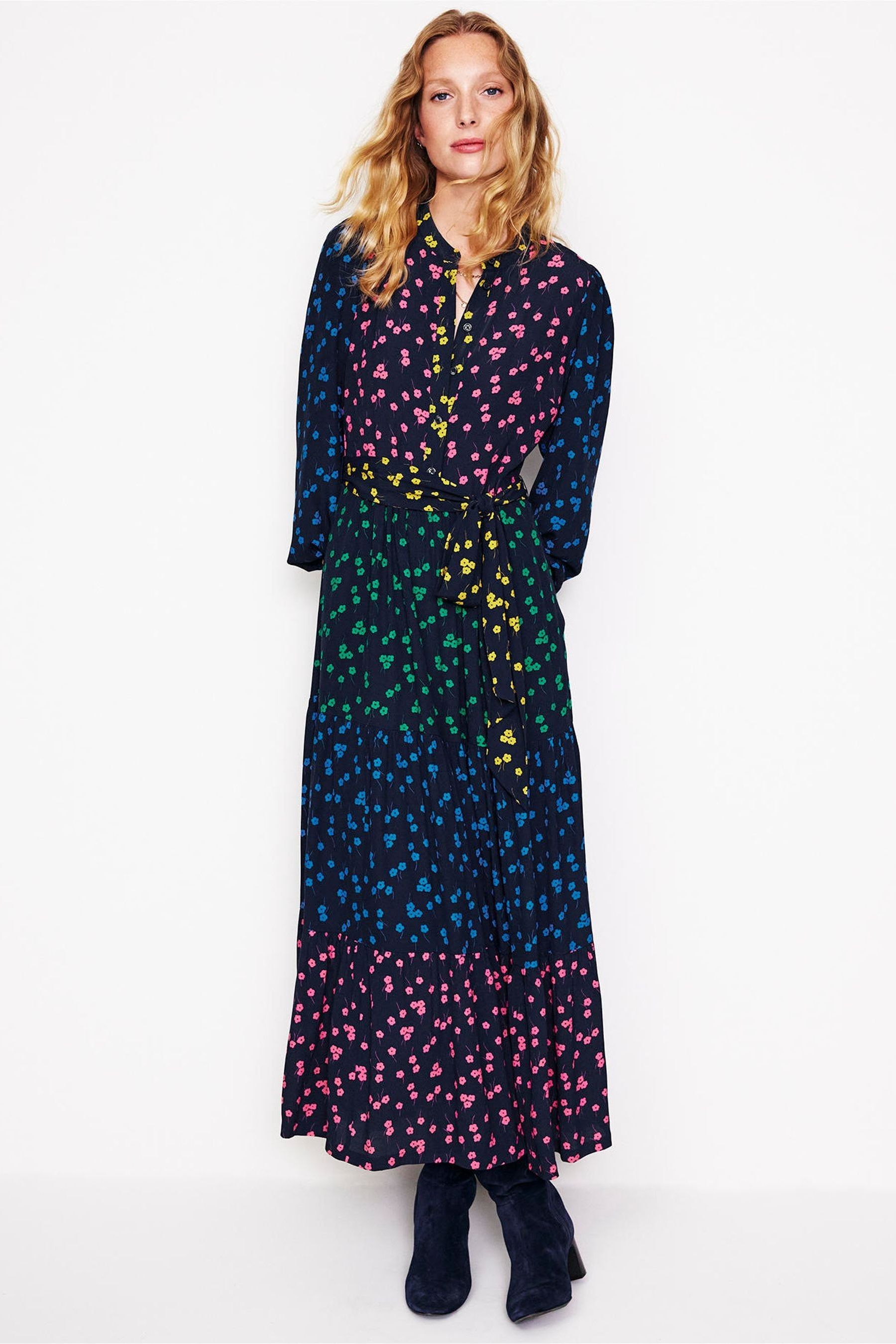 Boden Blue Dark Alba Viscose Maxi Dress 4 Womens