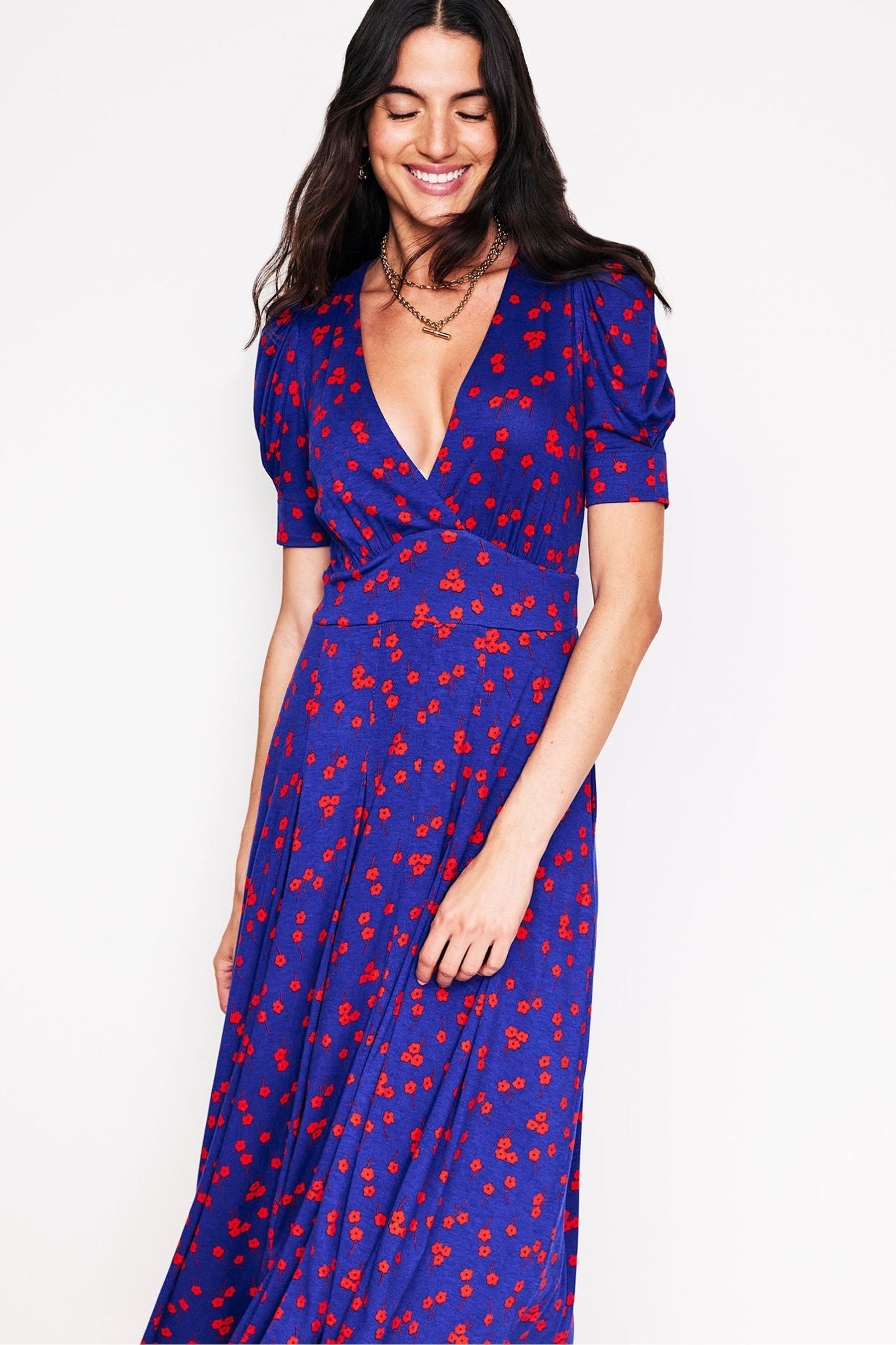 Boden Blue Kristen Pleated Jersey Dress