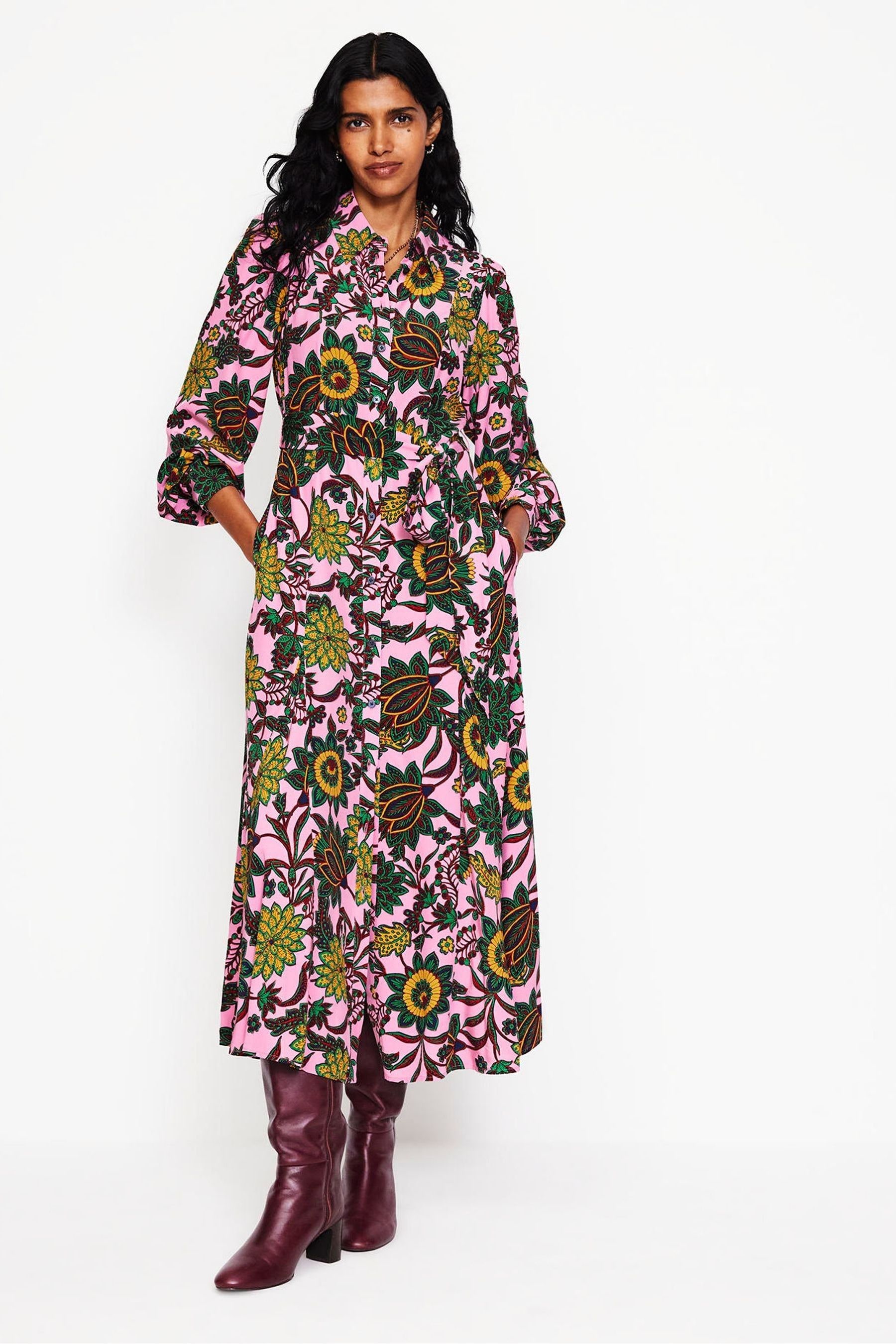 Pink maxi shirt dress 2025