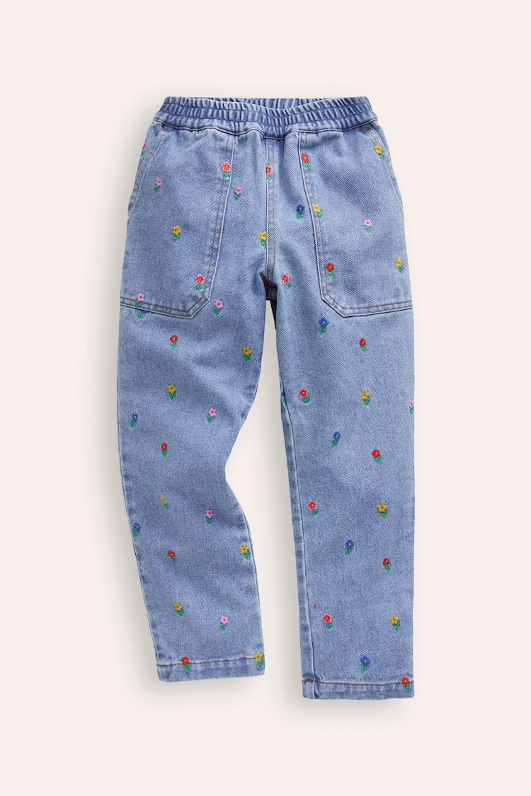 Boden Blue Embroidered Pull-On Trousers - Image 1 of 3