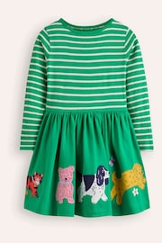 Boden Green 100% Cotton Coco Appliqué Hem Jersey Dress - Image 1 of 3