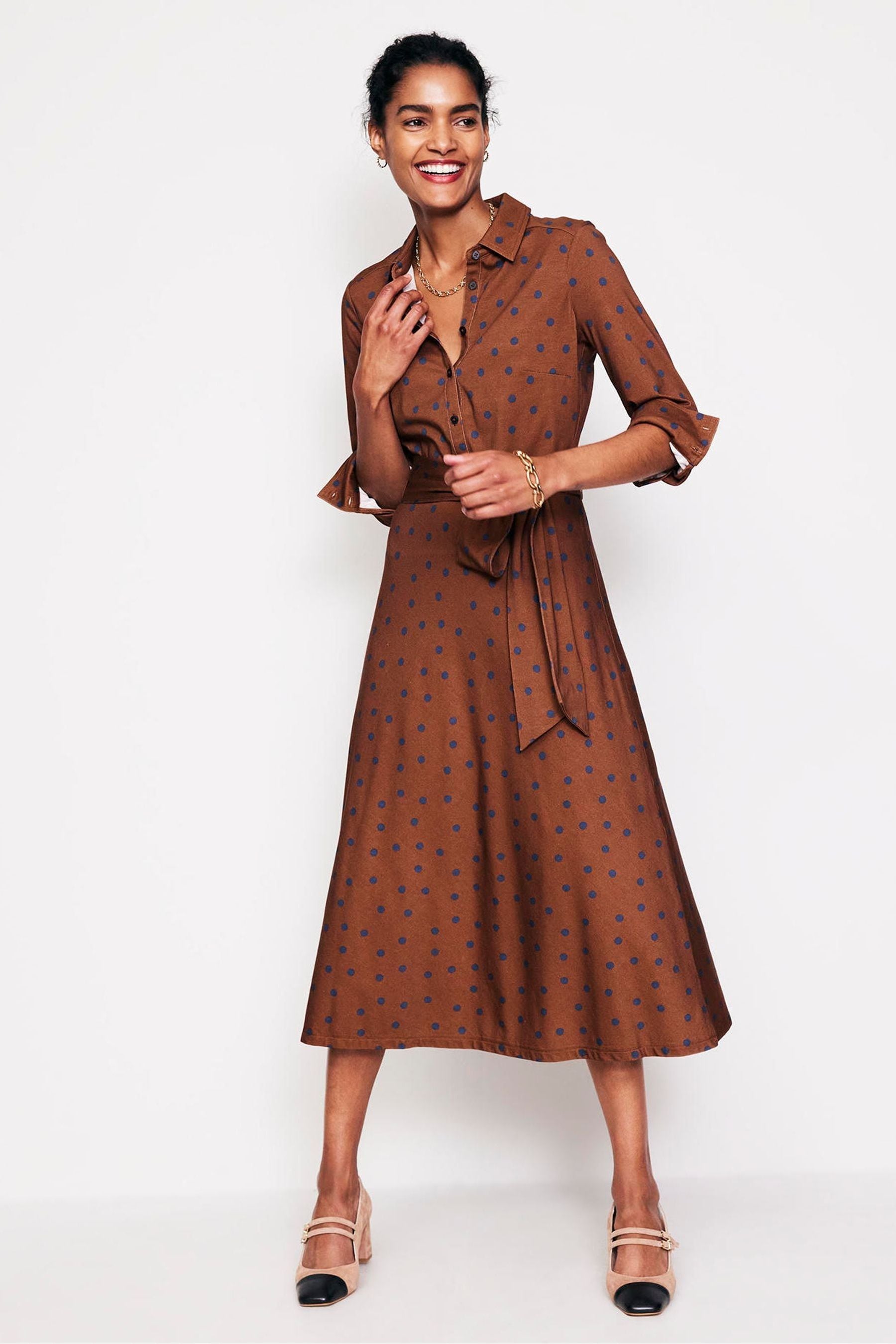 Buy Boden Brown Laura Jersey Midi Shirt Dress from Next Canada