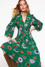 Boden Green Zoe Trim Detail Midi Dress - Image 1 of 5