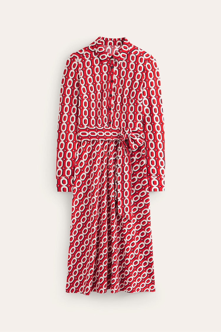 Boden Red Laura Jersey Midi Shirt Dress - Image 5 of 5