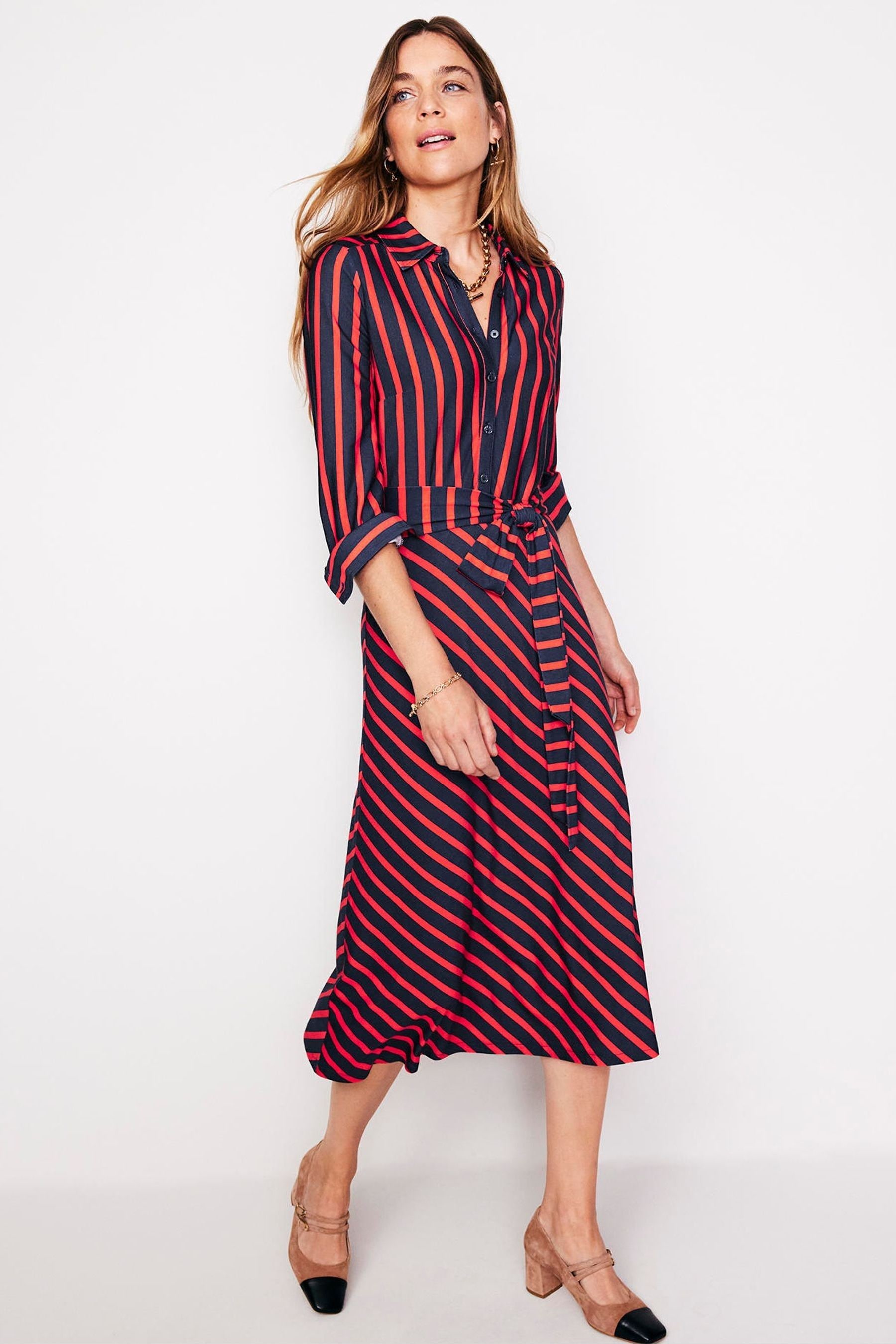 Buy Boden Blue Laura Jersey Midi Shirt Dress from Next Luxembourg