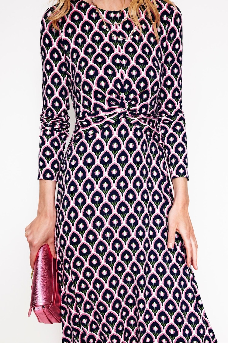 Boden Blue Twisted Waist Jersey Dress - Image 2 of 5