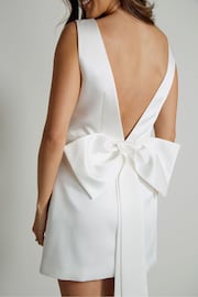 Six Stories White Paris Satin Bow Back Mini Dress - Image 6 of 6