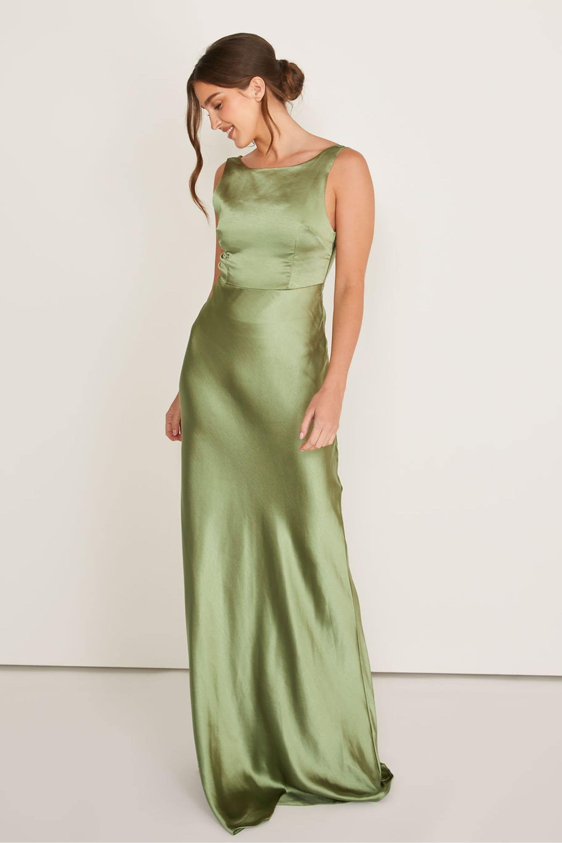 Buy Six Stories Moss Green Cowl Back Satin Bridesmaid Dress from Next United Arab Emirates