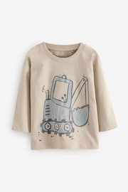 Neutral Digger 100% Cotton Long Sleeve Transport T-Shirt (3mths-7yrs) - Image 1 of 4