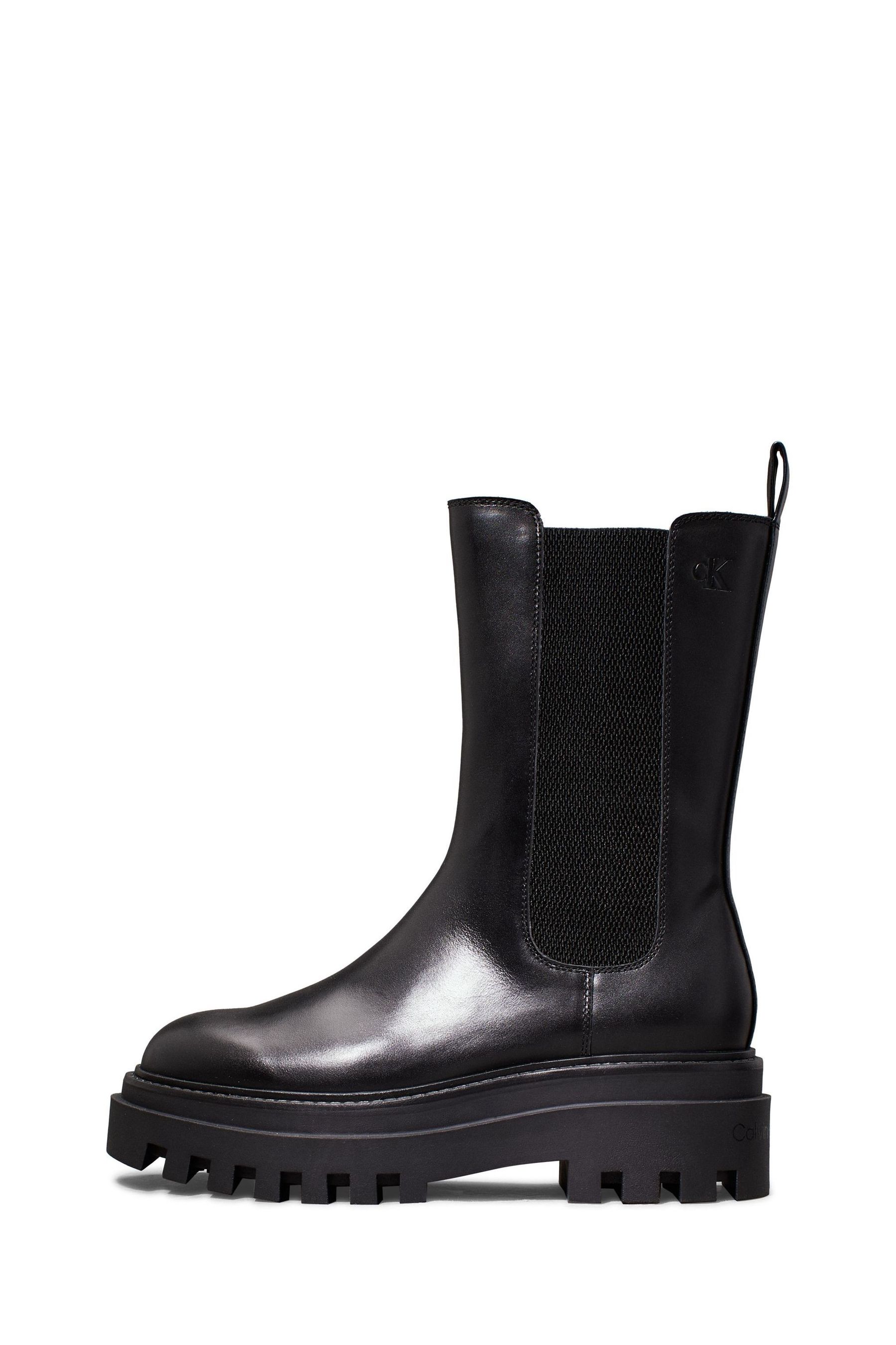 Buy Calvin Klein Black Flatform Leather Chelsea Boots from Next Luxembourg