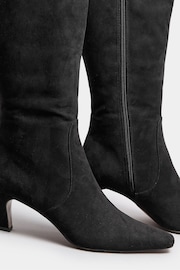 Long Tall Sally Black Knee Micro Kitten Boots - Image 5 of 5