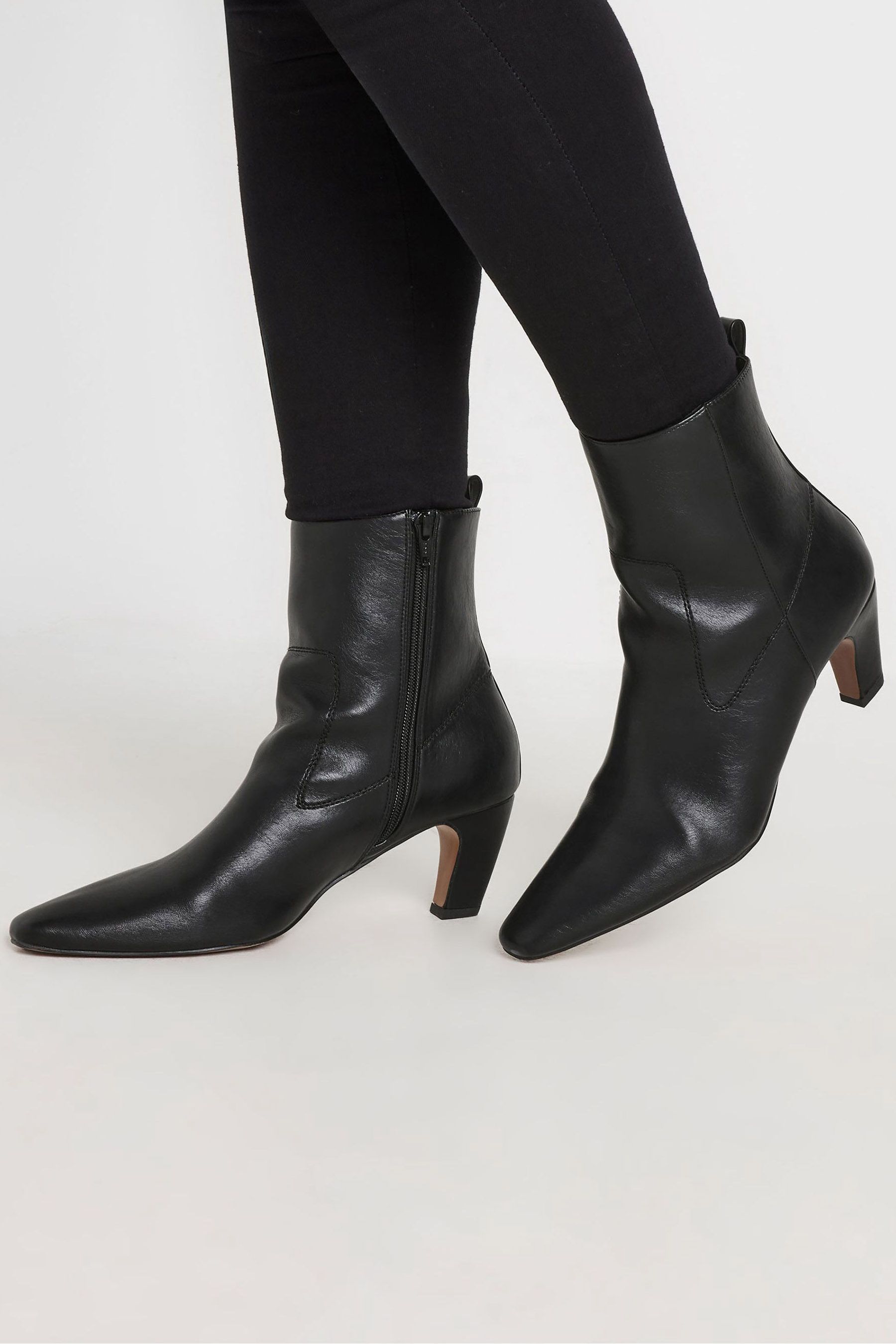 Long Tall Sally Black Mid Heel Ankle Boots
