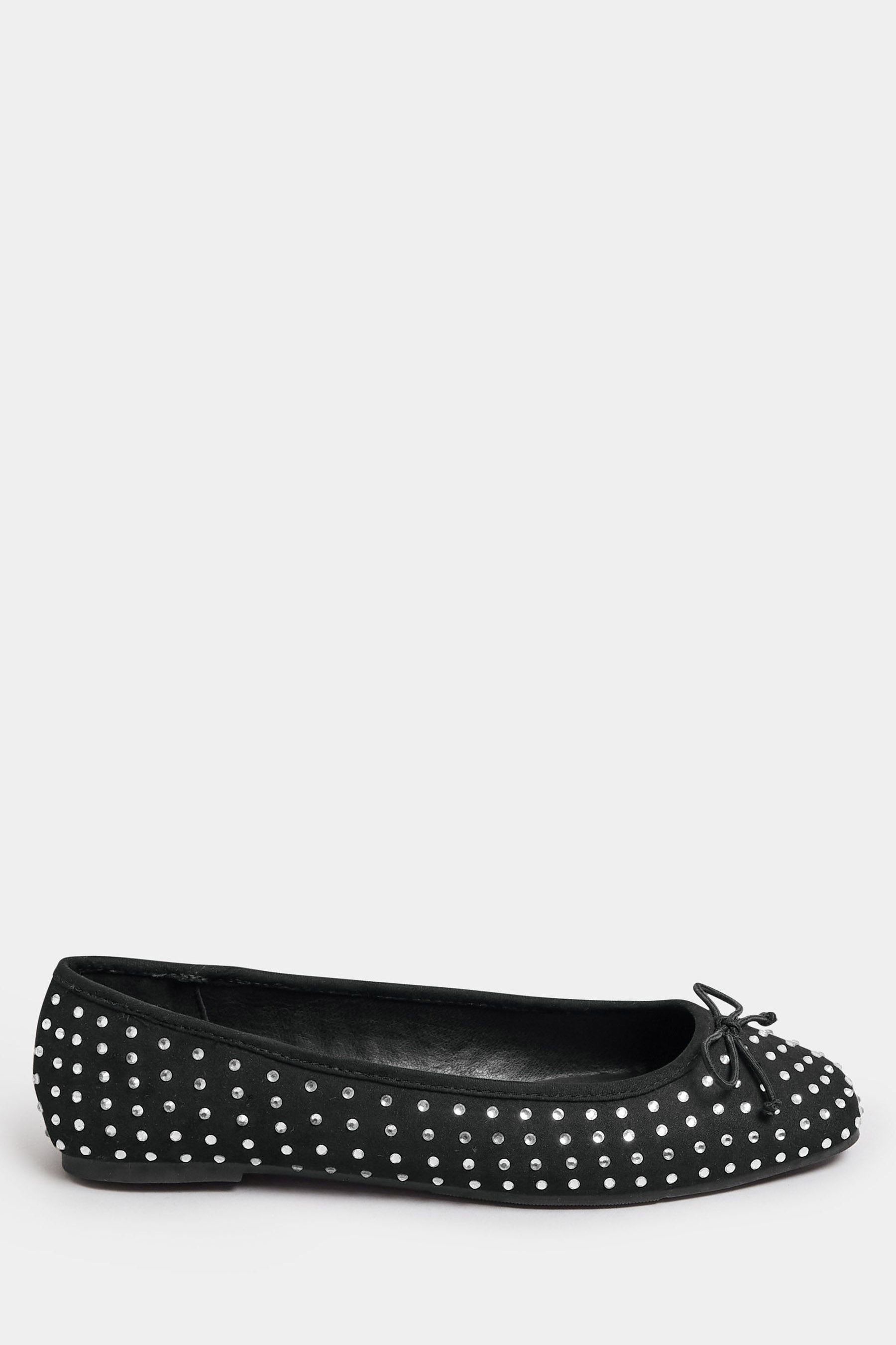 Buy Long Tall Sally Black Diamante Ballet Pumps from Next Luxembourg