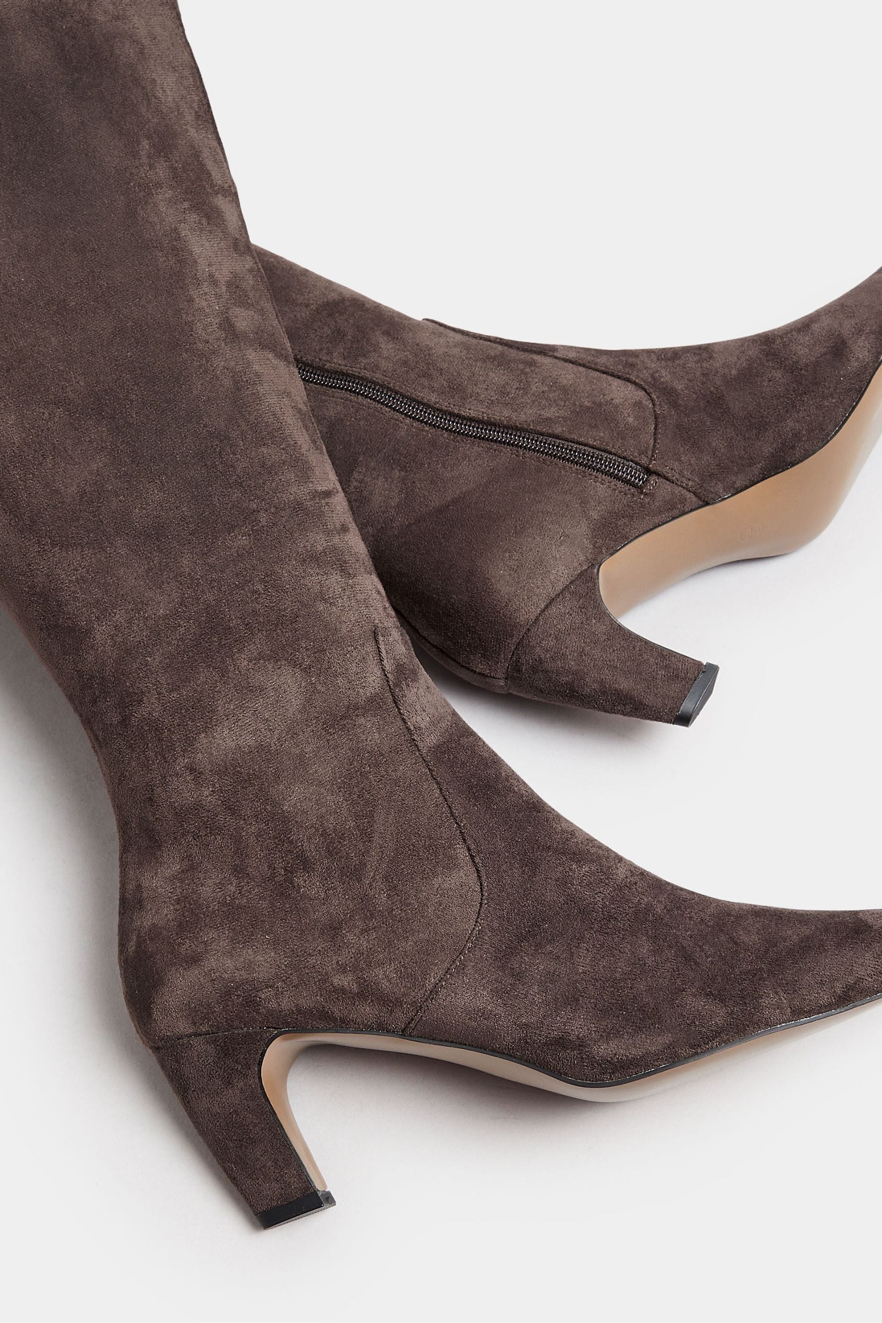 Suede knee high boots kitten heel deals