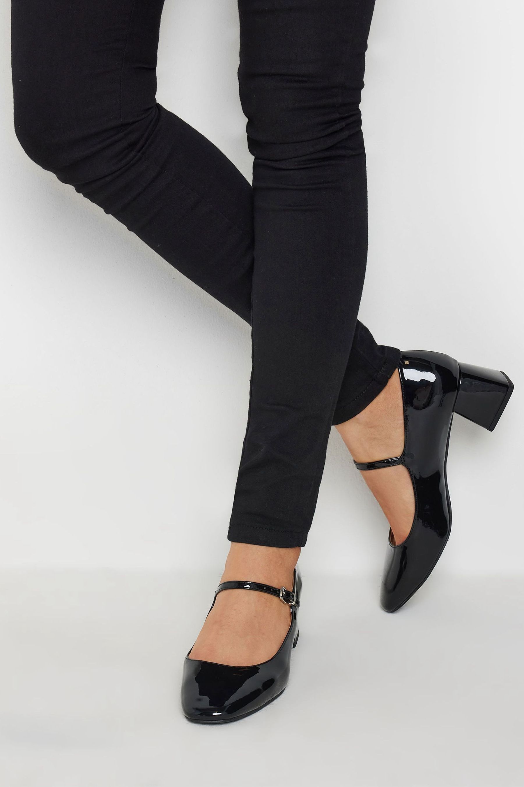 Buy Long Tall Sally Black Mid Block Mary Jane Shoes from Next Canada