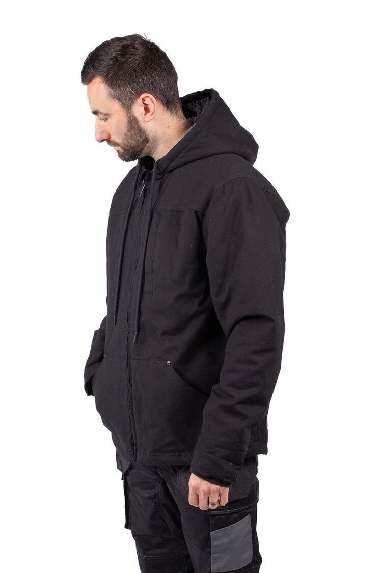 CAT Hooded Sherpa Lined Black Jacket - Image 3 of 3