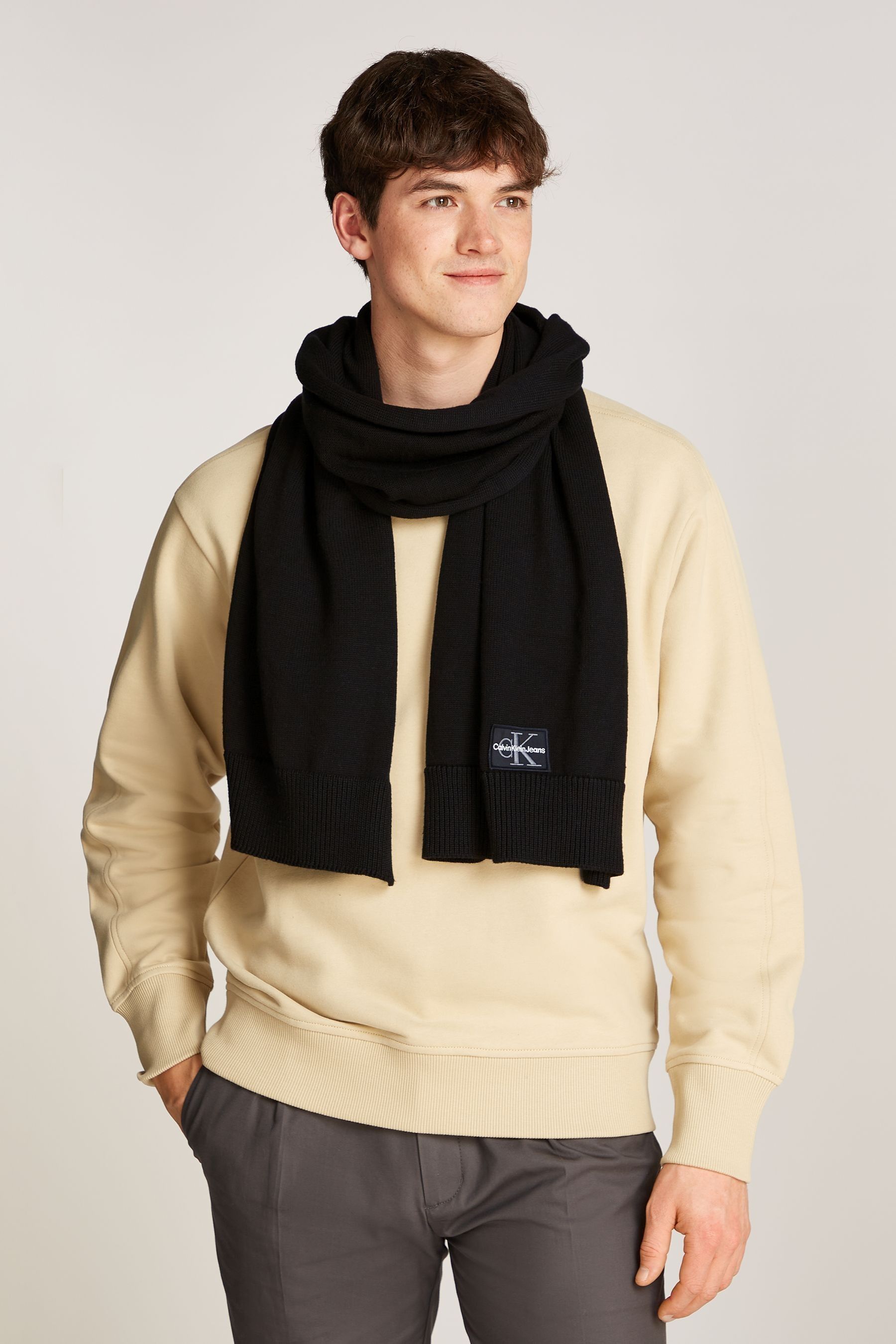 Buy Calvin Klein Black Monogram Logo Patch Scarf from Next USA