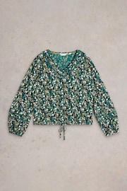 White Stuff Green Betty Tie Hem Blouse - Image 5 of 6