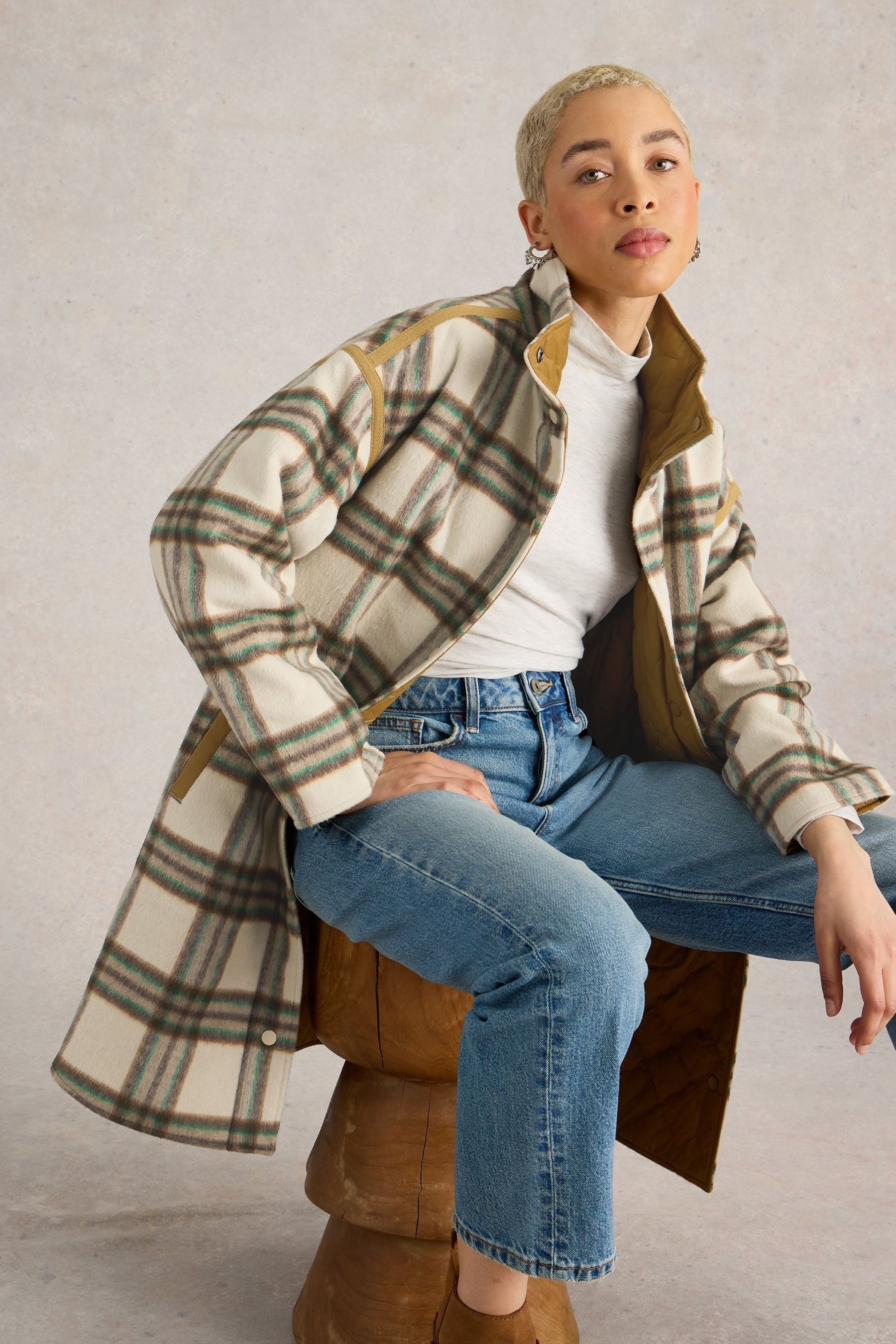 Buy White Stuff White Marlowe Reversible Check Coat from the Next UK online shop