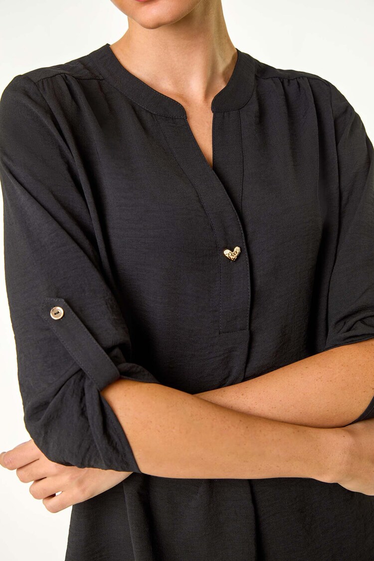 Roman Black Heart Button Detail Shirt - Image 5 of 5