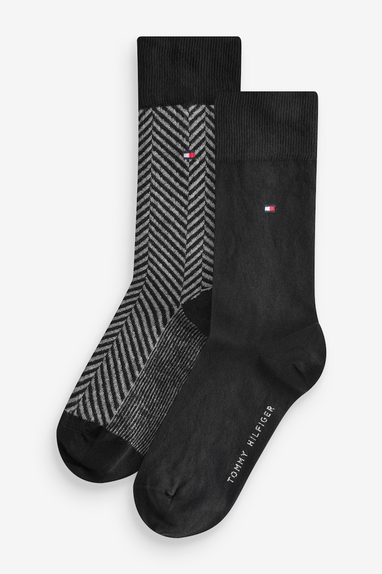 Tommy Hilfiger Mens Black Socks 2 Pack - Image 1 of 3