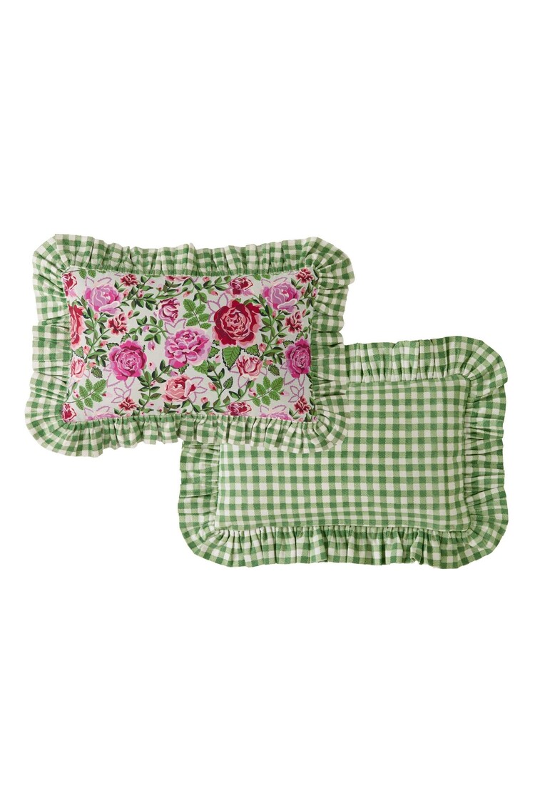 Cath Kidston Sage Dolly Rose 100% Cotton Polyfilled Cushion - Image 4 of 4