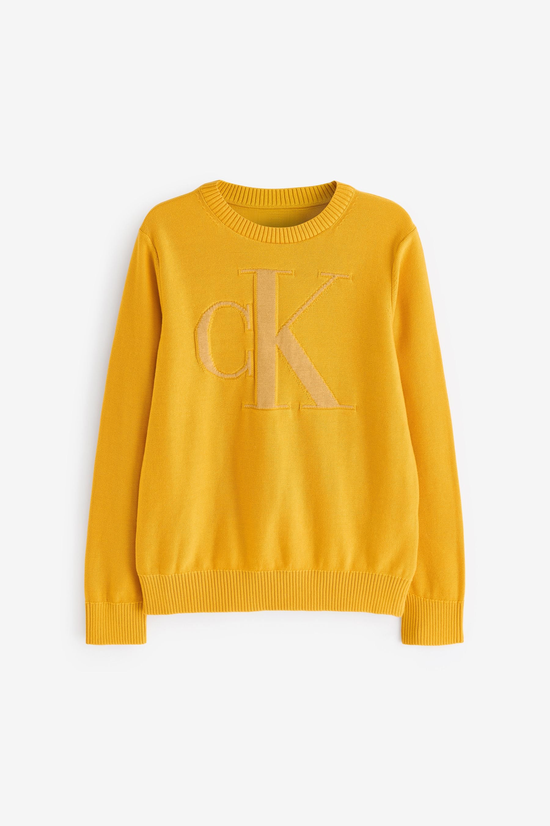 Buy Calvin Klein Yellow Regular Fit Monogram Jumper from Next Luxembourg