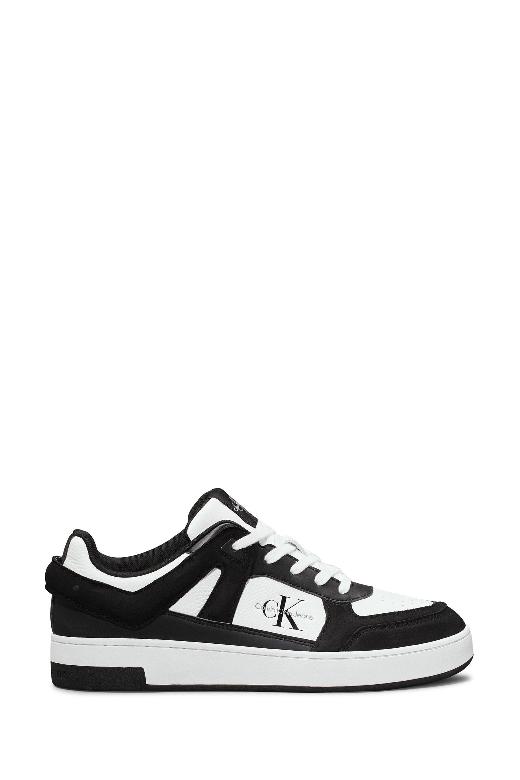 Buy Calvin Klein White Basket Cupsole Low Lace Up Authentic Leather Trainers from the Next UK online shop