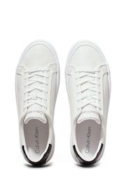 Calvin Klein White Vulcanized Lace Up Leather Trainers - Image 5 of 7