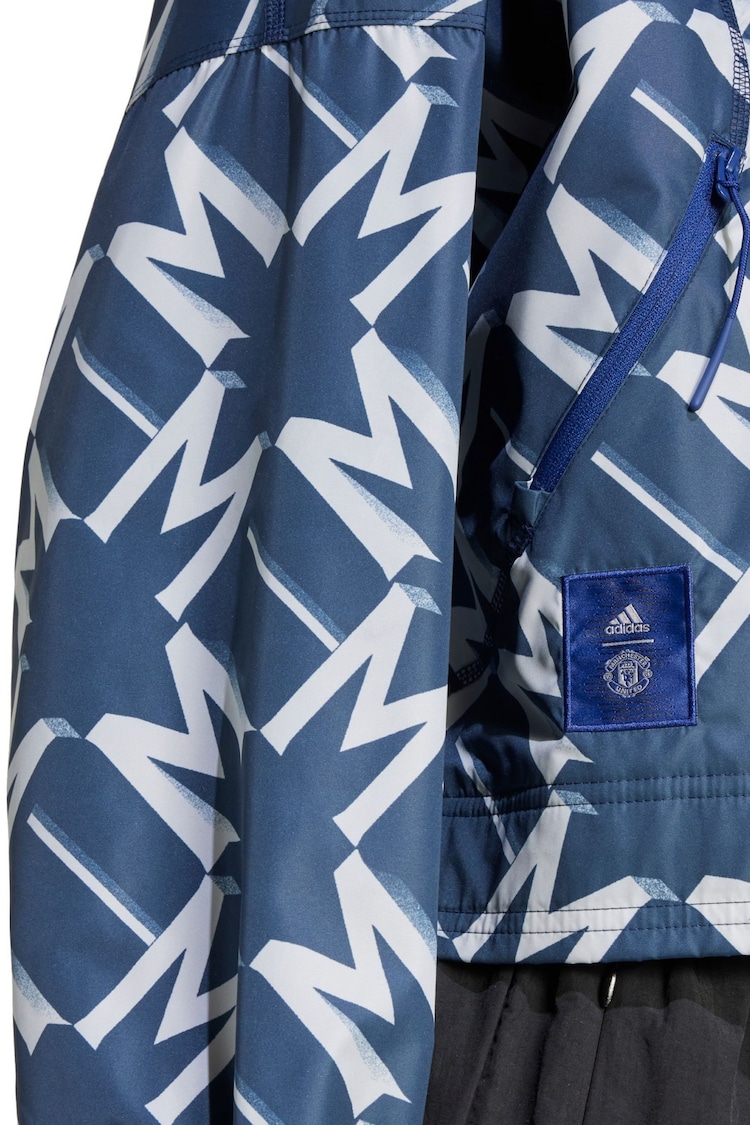 adidas Blue Womens Manchester United SZN Windbreaker Jacket - Image 4 of 4